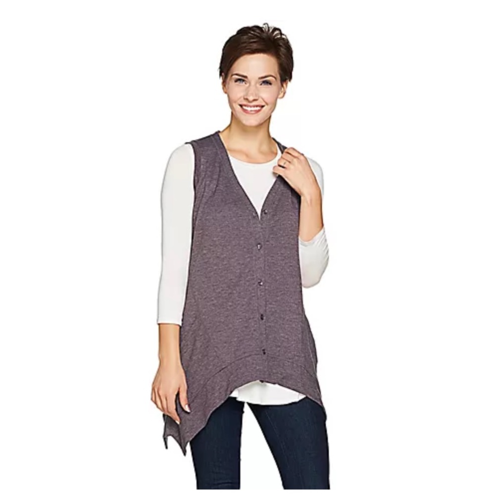 LOGO by Lori Goldstein French Terry Casual Vest